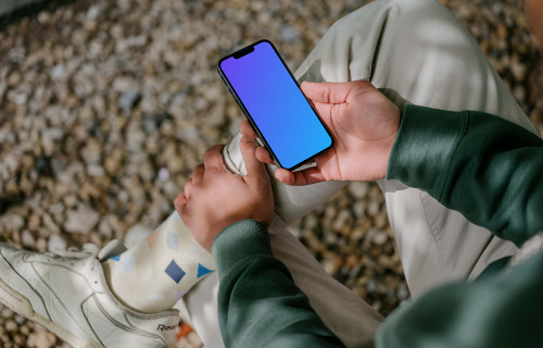 Man holding a phone mockup