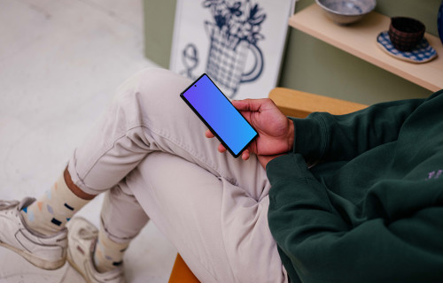 Man reading on Google Pixel mockup