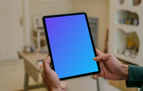 Man scrolling on iPad Air mockup