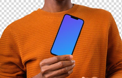 Man showing the app on the iPhone mockup
