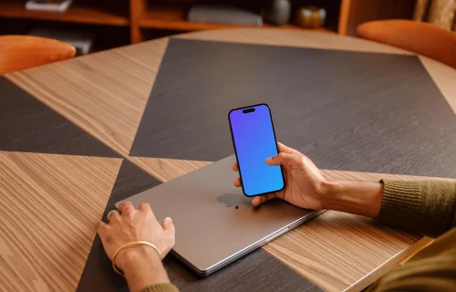Man working on a iPhone in the office