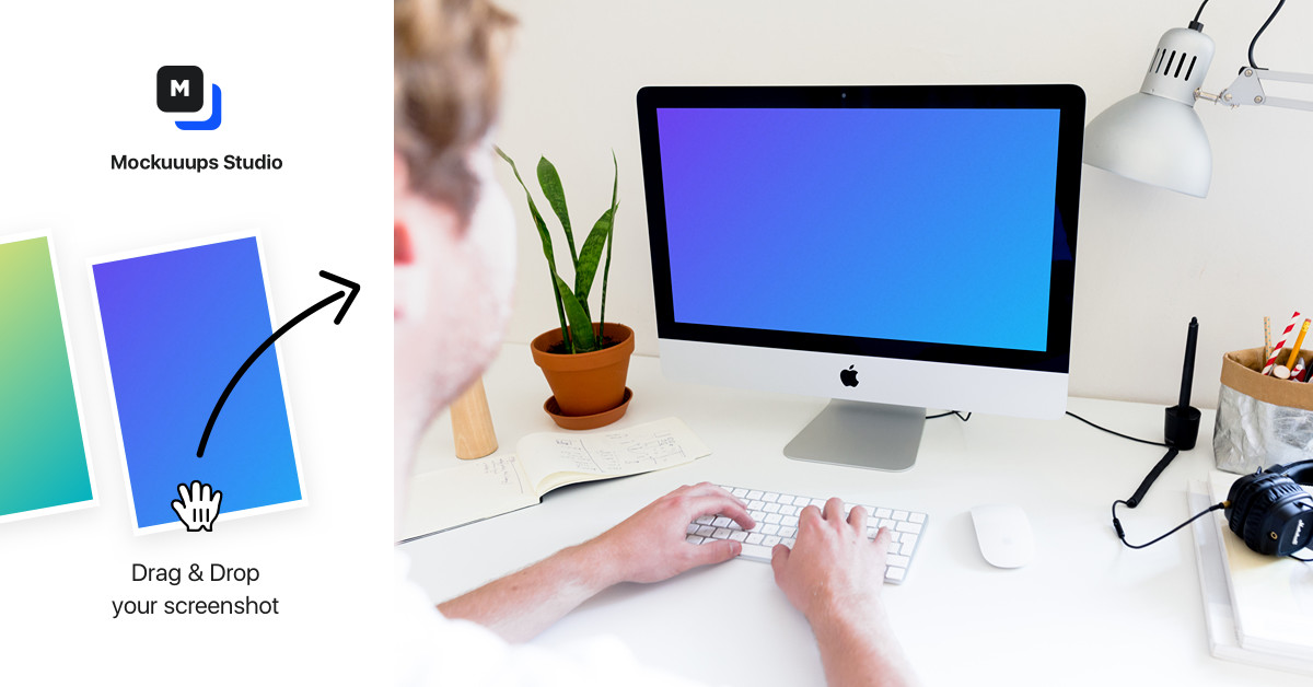 Download Man working on iMac mockup - Mockuuups Studio