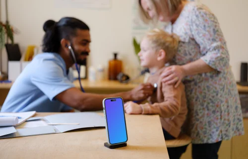 Medical environment with the iPhone mockup