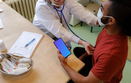 Medical examination with Google Pixel 6 mockup
