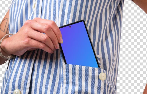 Mockup of Google Pixel sliding to the pocket