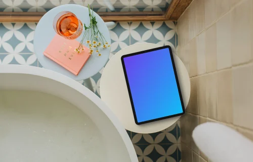 Mother’s Day setup next to the tablet mockup