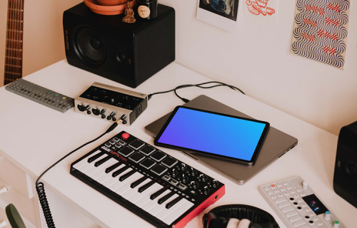 Music studio mockup with iPad Air