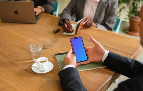 Office setting with the iPhone mockup