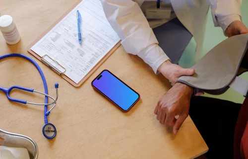 Phone mockup in doctor’s office