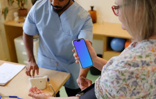 Phone mockup in the patient’s hand