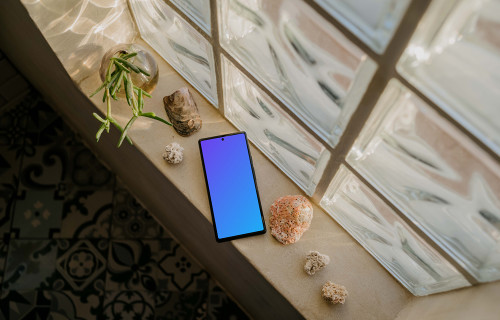 Pixel 6 mockup by a window