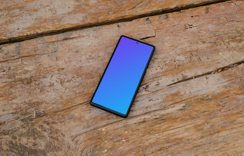 Pixel 6 mockup on an old wooden table