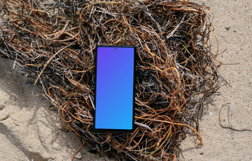 Pixel 6 mockup on hay