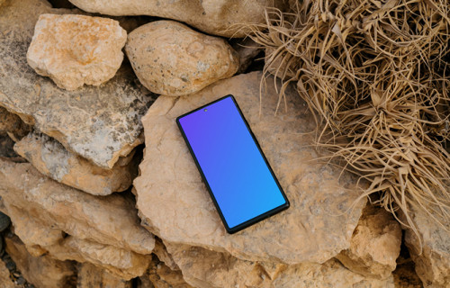 Pixel 6 mockup on rocks