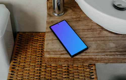 Pixel 6 mockup placed at the edge a table