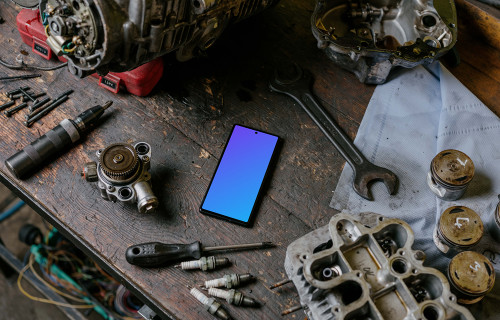 Pixel 6 mockup placed on a work table