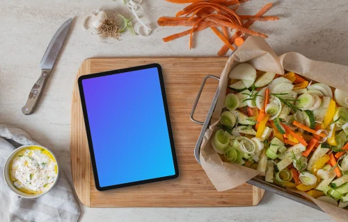 Preparation for baking with iPad mockup