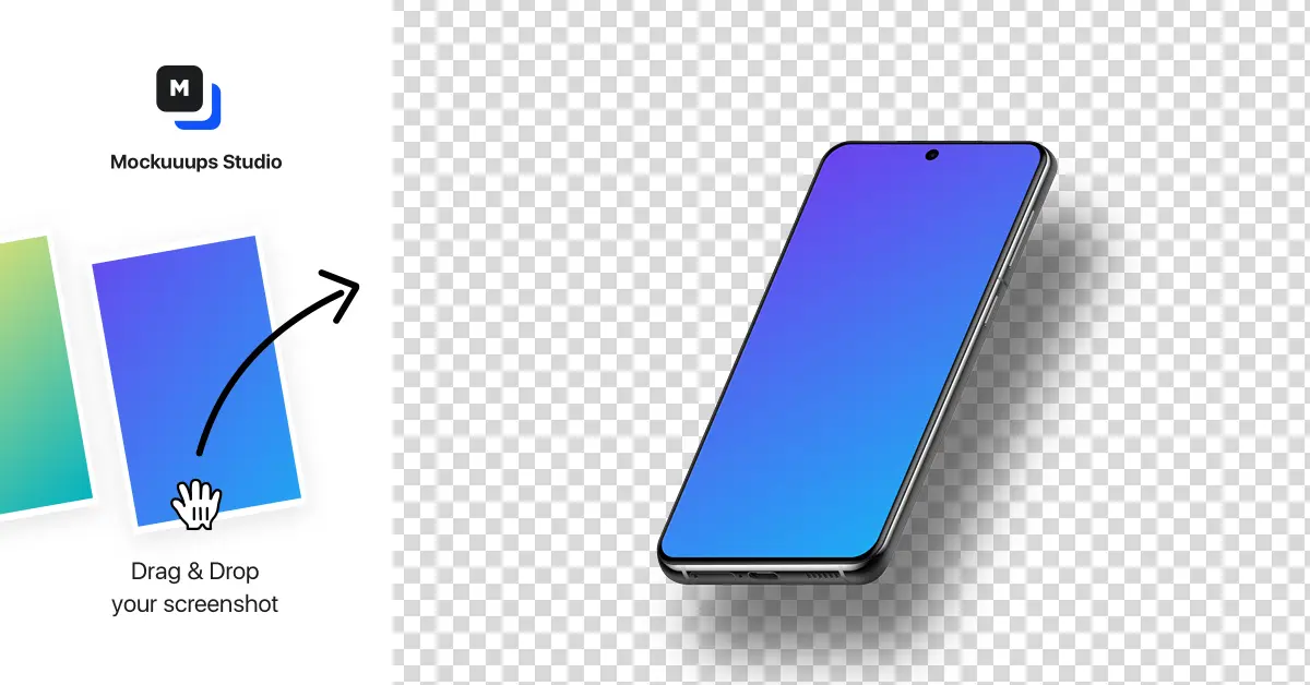 Samsung Galaxy S21 Mockup (Isometric Right - Floating Shadow