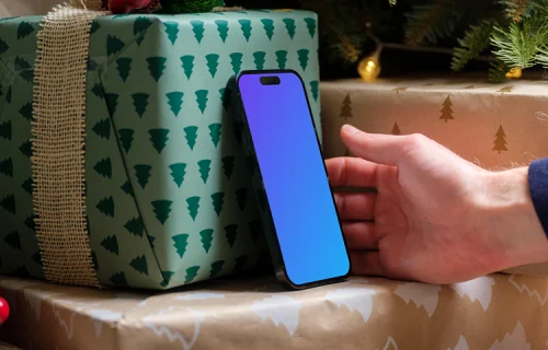 Smartphone mockup and Christmas gift