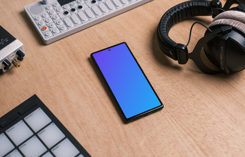 Smartphone mockup in the music studio