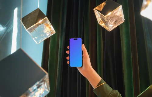 Sophisticated and minimalistic iPhone mockup in the office