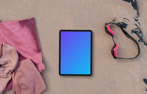 Tablet mockup on the beach