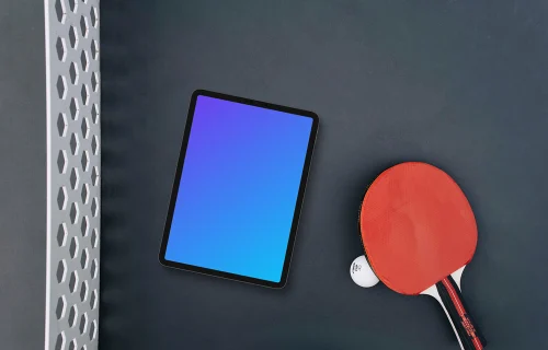 Tablet mockup on the Ping Pong table