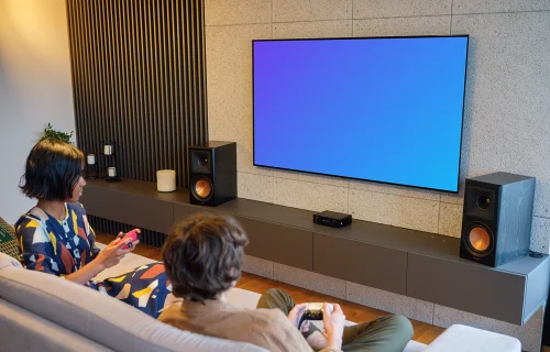 Television mockup for gaming with modern decor