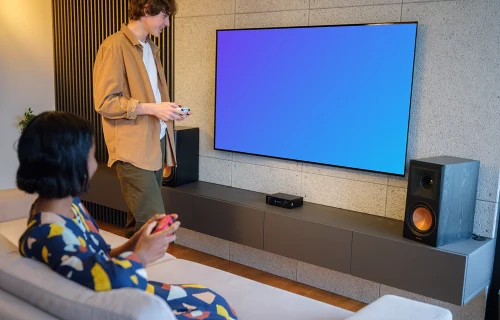 Television mockup in a modern living room