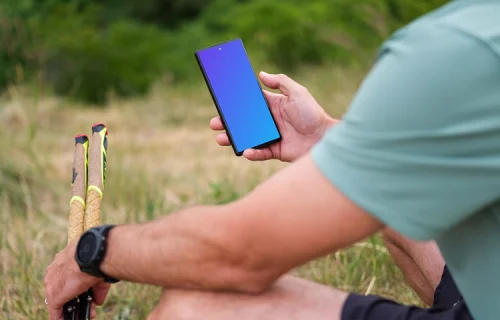 Trail runner checking on Google Pixel mockup
