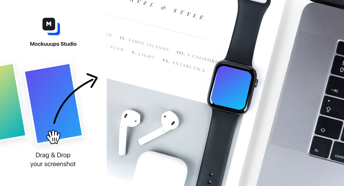 Download Apple Watch mockup placed on workstation - Mockuuups Studio