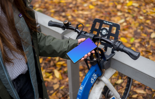 Unlocking bike with Google Pixel 6 mockup