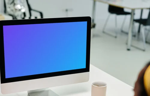 Woman editing on the iMac mockup