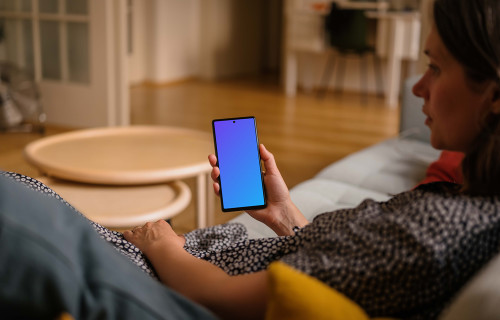 Woman hand holding a Google Pixel mockup