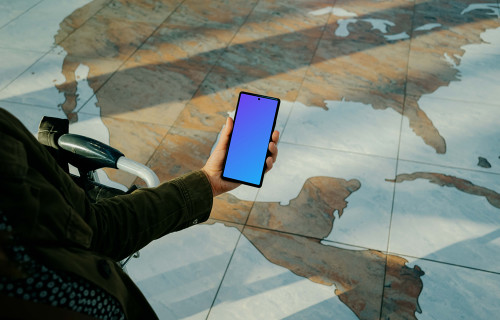 Woman hand holding a Google Pixel mockup