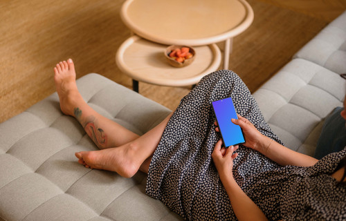 Woman hand scrolling on a Google Pixel 6 mockup