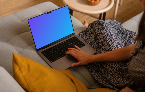 Woman hand scrolling on MacBook Pro mockup