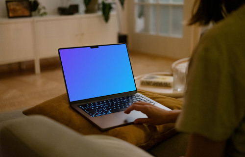 Woman hand working on MacBook mockup