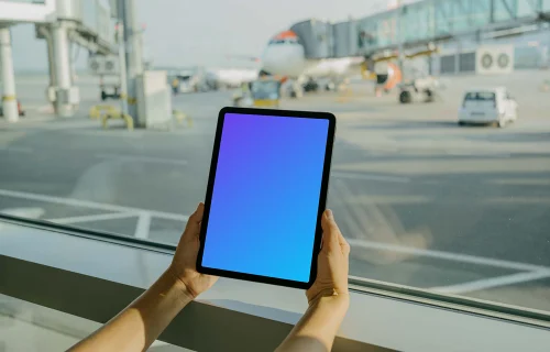 Woman hands holding an iPad Air mockup