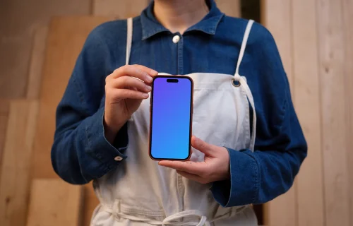 Woman hands holding an iPhone mockup