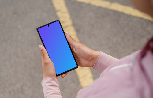 Woman hands holding the Google Pixel 6 mockup