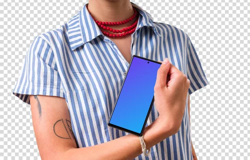 Woman showing the app on the Google Pixel mockup