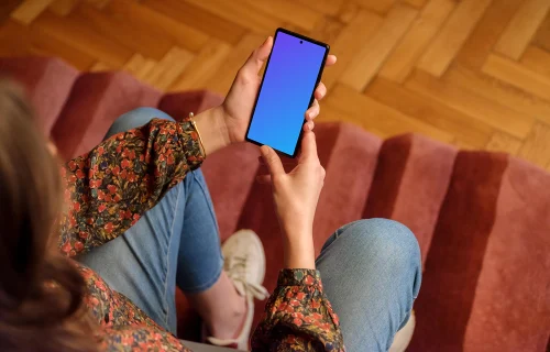 Woman working on a phone in the office
