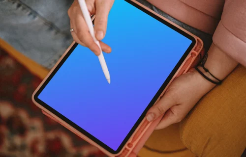 Woman working on the iPad Air mockup