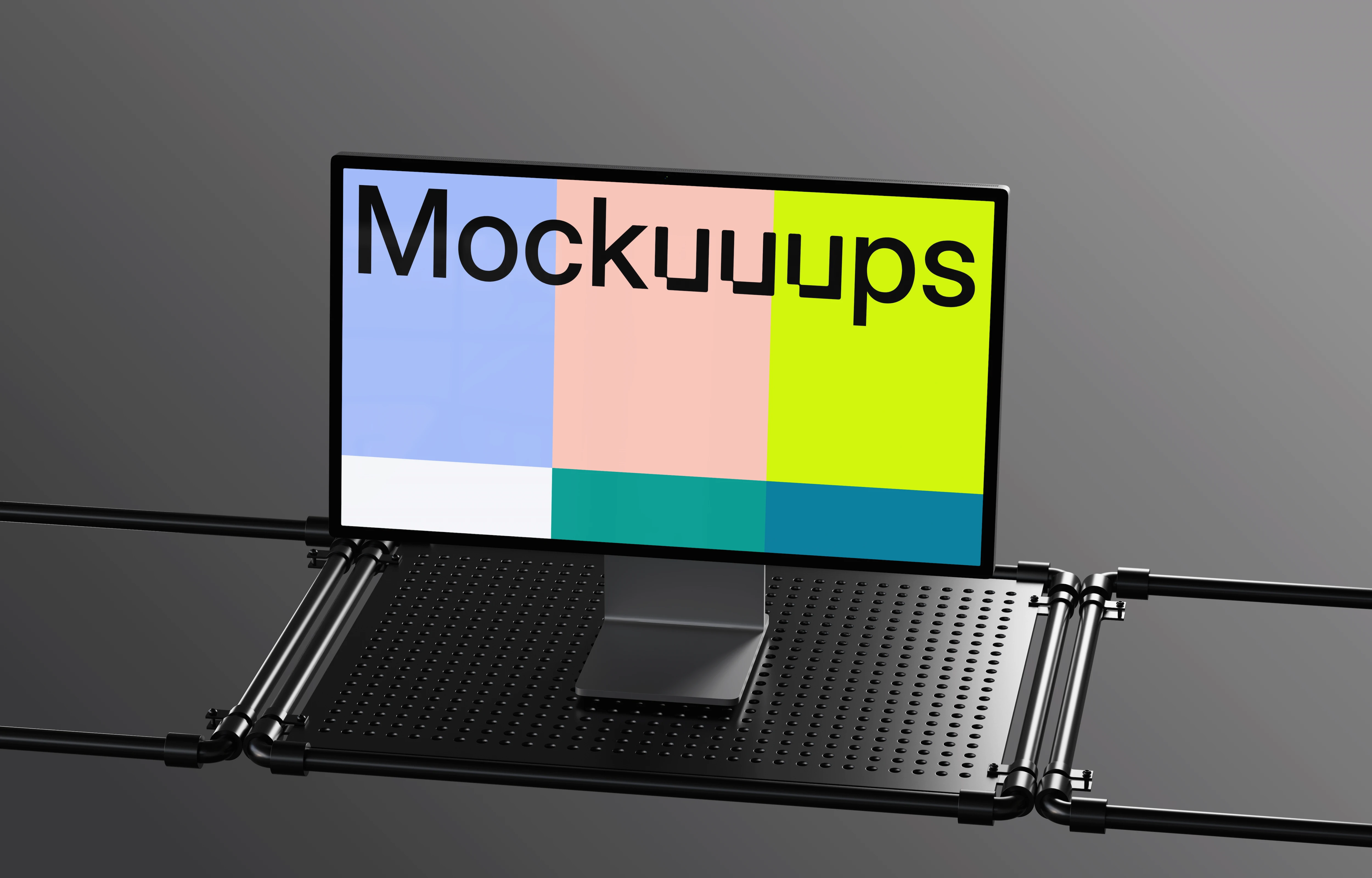 Apple Studio Display mockup on industrial platform