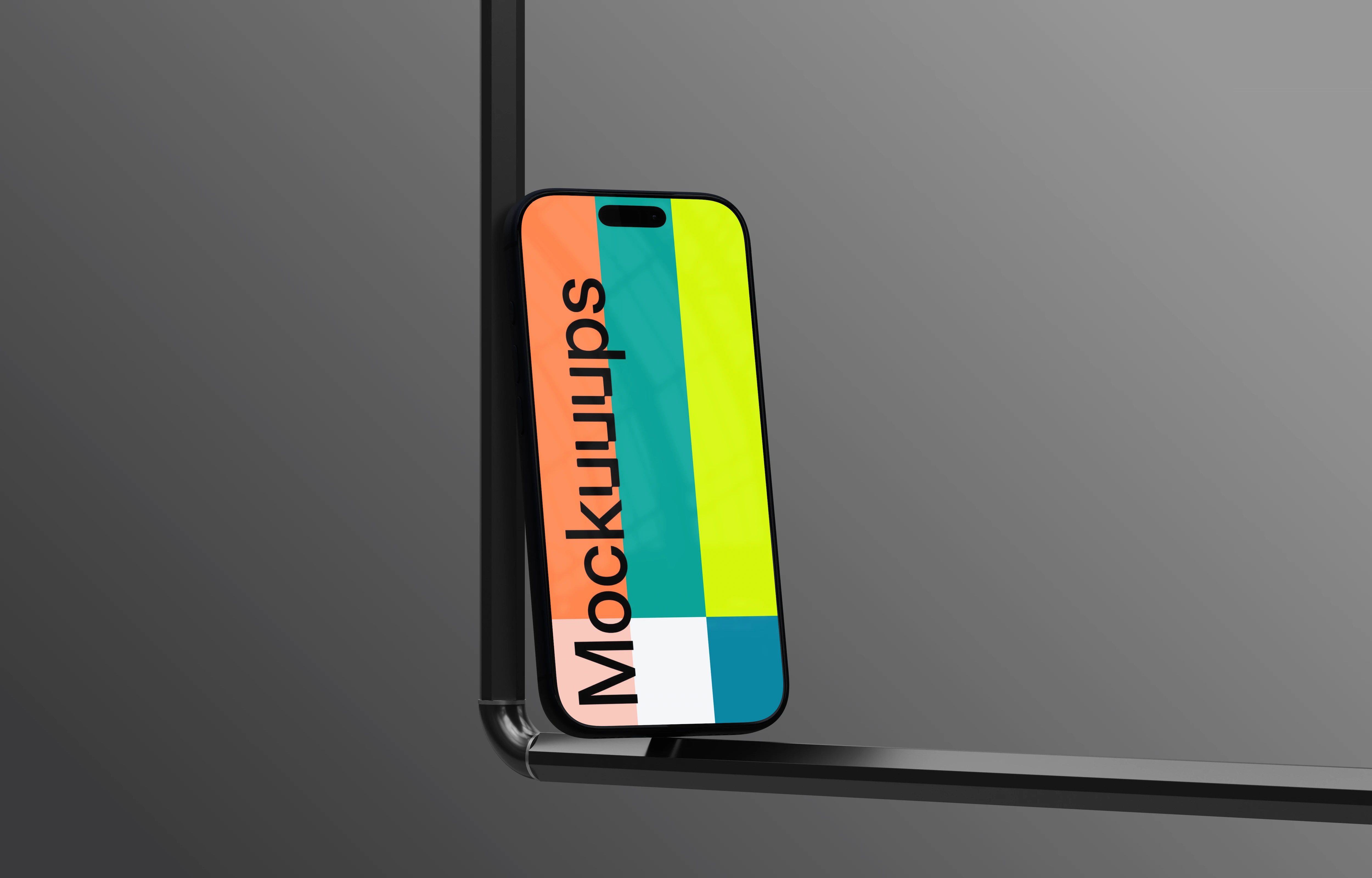 iPhone 17 mockup on a metal corner