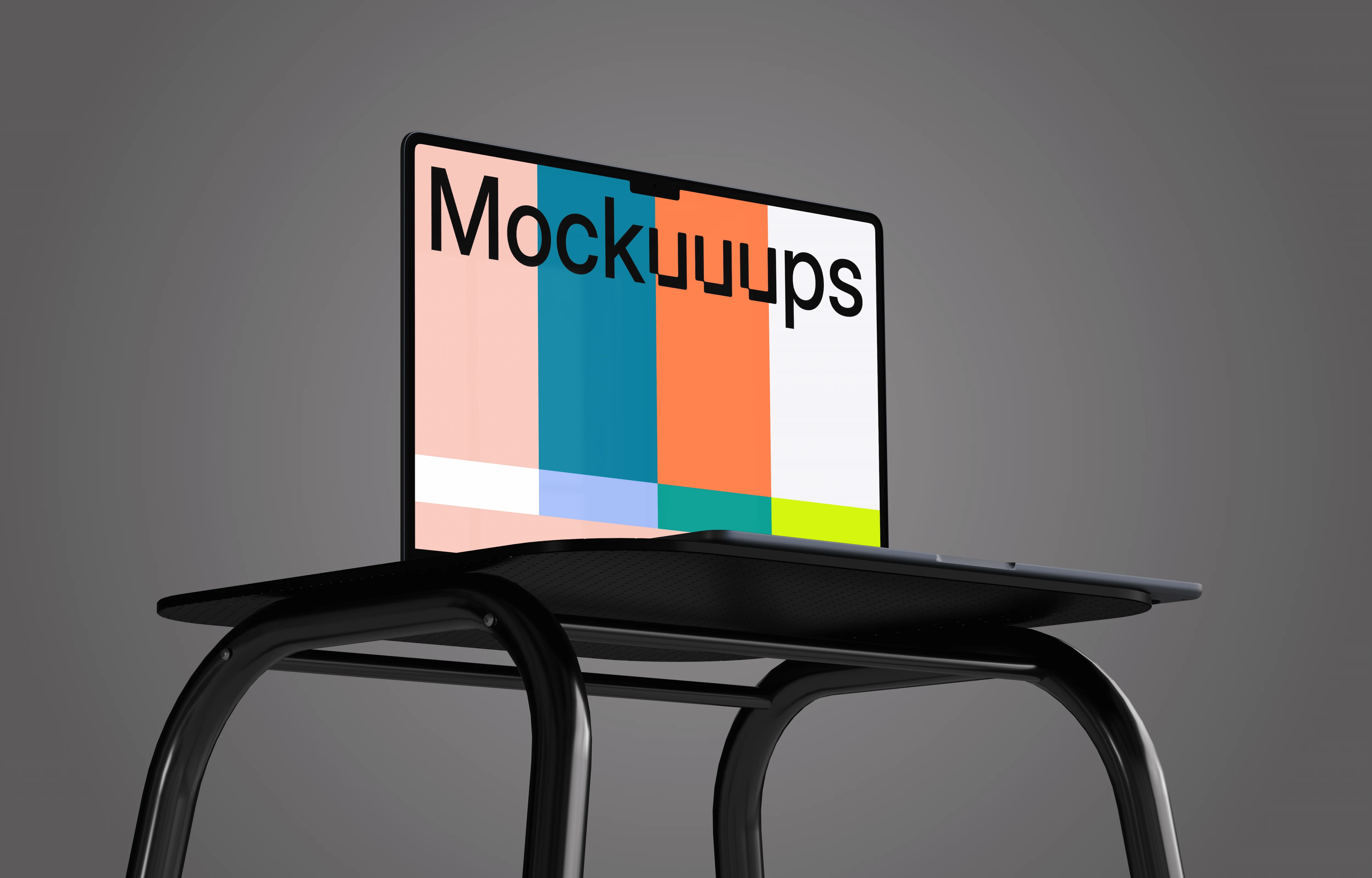 MacBook Air 15" mockup on a modern stool