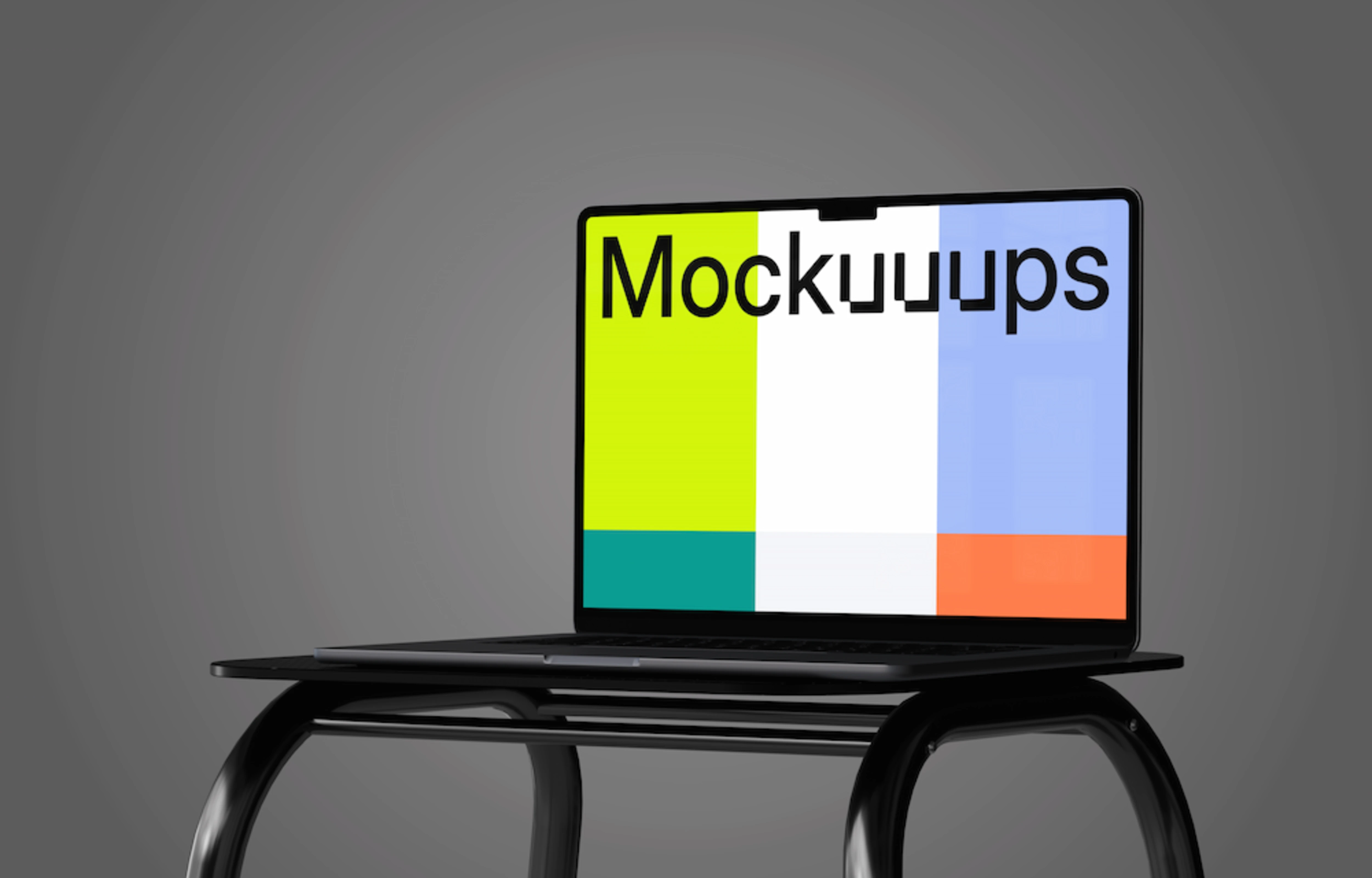 MacBook Air 15" mockup on a sleek black stool