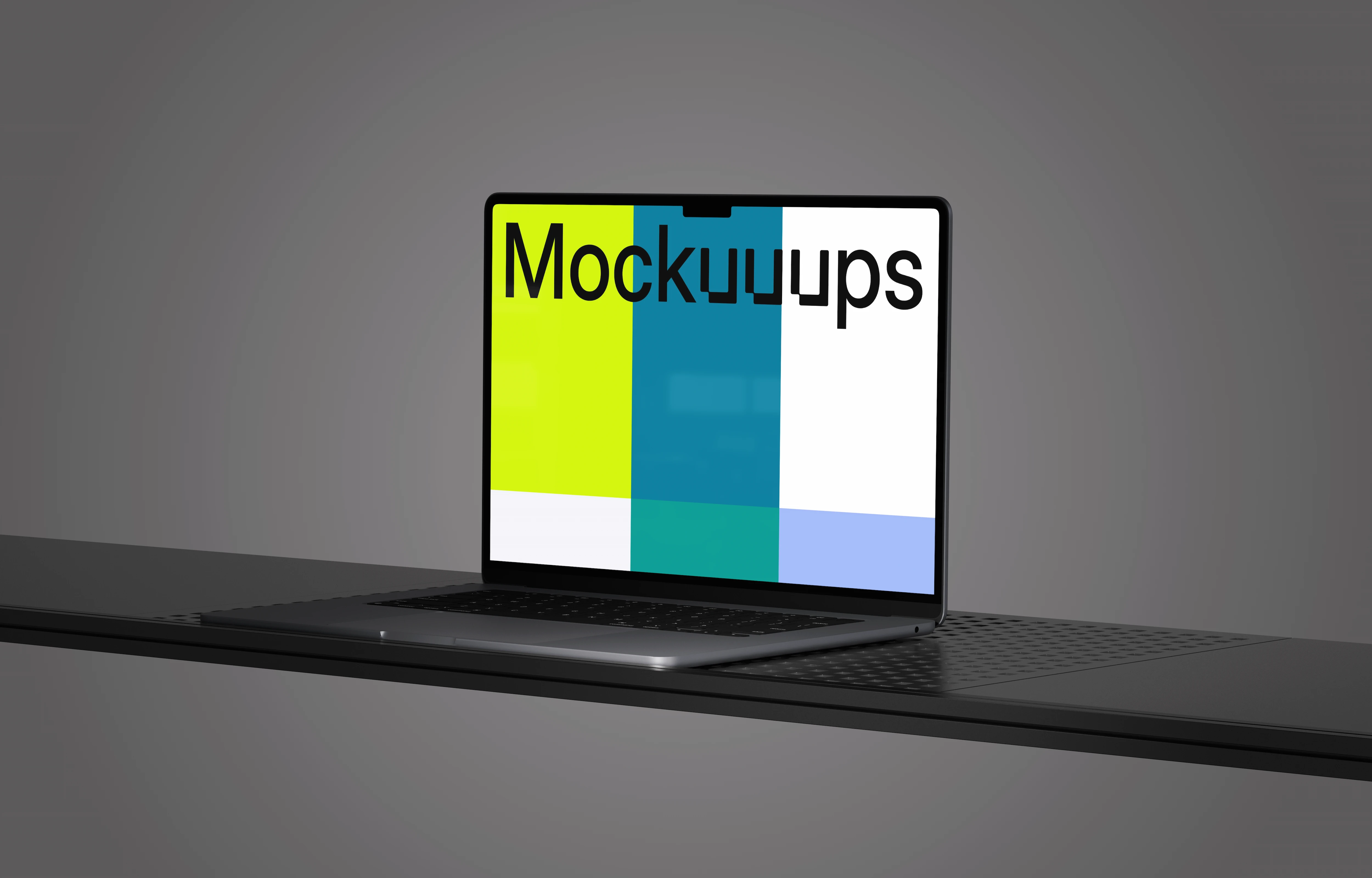 MacBook Air 15" mockup on a sleek black surface