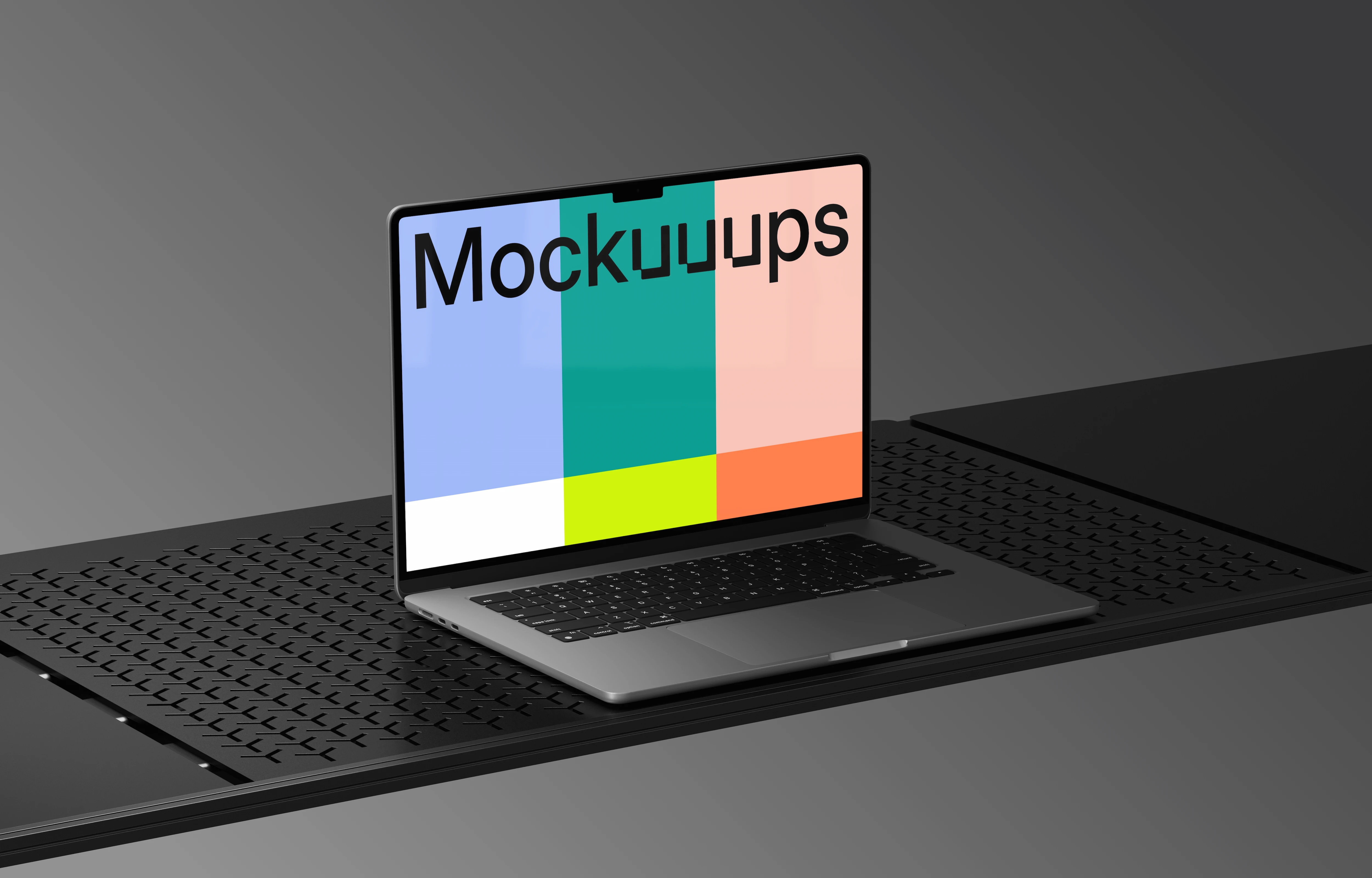 MacBook Air 15" mockup on sleek black surface